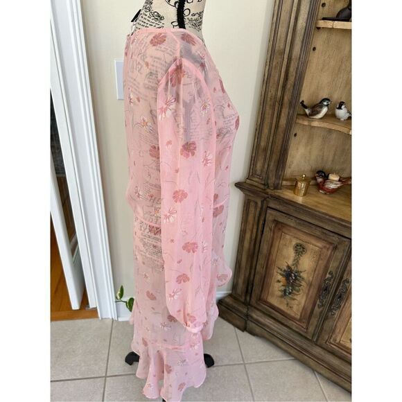 Kaari Blue Sheer Pink Hi Low Blouse NWT - Picture 2 of 9